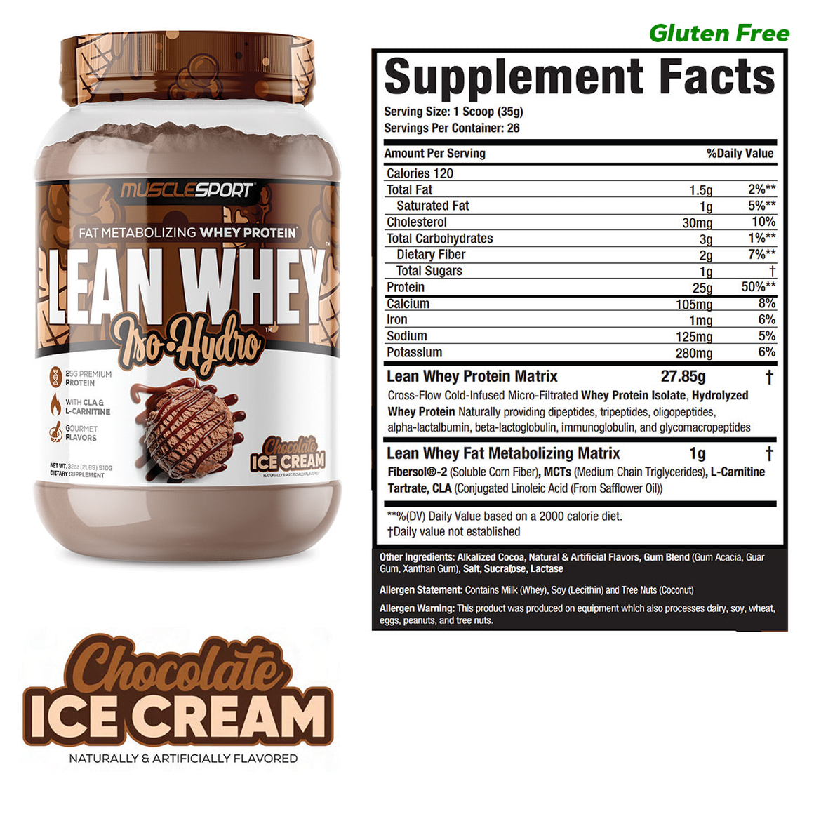 Lean Whey Iso Hydro Gourmet Protein 2LB