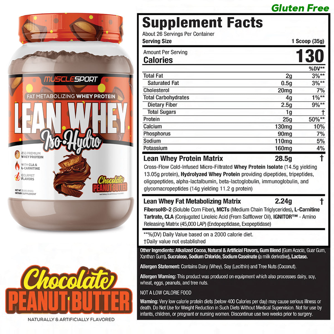 Lean Whey Iso Hydro Gourmet Protein 2LB